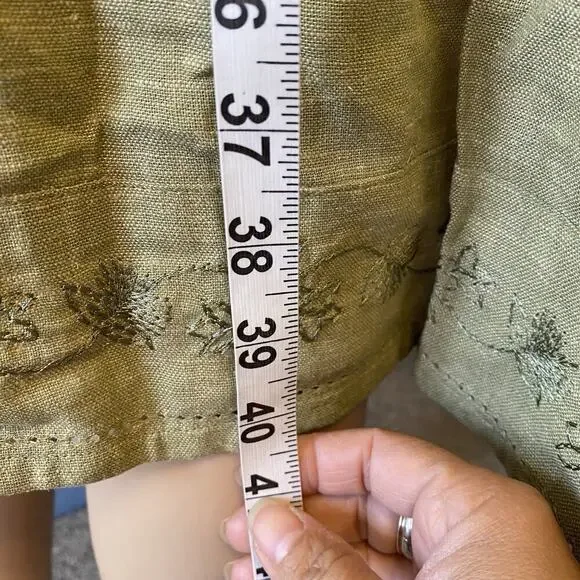 New WhiteStag Women 22W ShortSleeve LinenRayon Midi ShirtDress Green Button Up - Picture 3 of 9